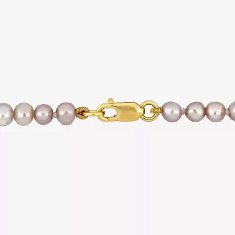 Womens White Cultured Freshwater Pearl 14K Gold Strand Bracelet