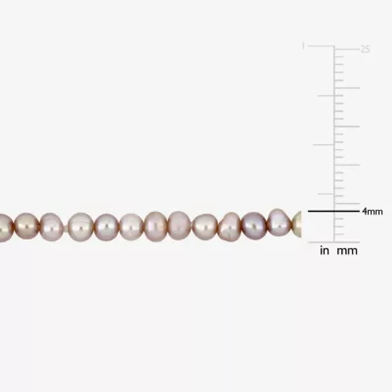 Womens White Cultured Freshwater Pearl 14K Gold Strand Bracelet