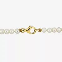 Womens White Cultured Freshwater Pearl 10K Gold Strand Bracelet