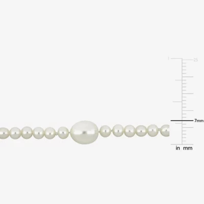 Womens White Cultured Freshwater Pearl 10K Gold Strand Bracelet