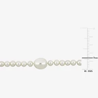 Womens White Cultured Freshwater Pearl 10K Gold Strand Bracelet