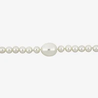 Womens White Cultured Freshwater Pearl 10K Gold Strand Bracelet