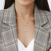 Womens 1/5 CT. White Cultured Freshwater Pearl 10K Gold Paperclip 17 Inch Pendant Necklace