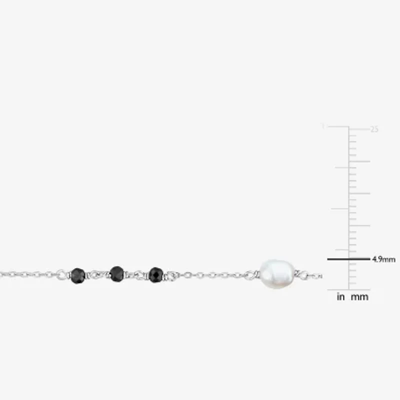 Womens White Sterling Silver 17 Inch Beaded Necklace