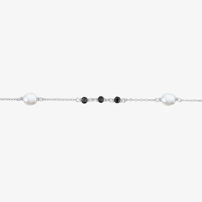 Womens White Sterling Silver 17 Inch Beaded Necklace
