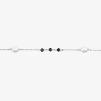 Womens White Sterling Silver 17 Inch Beaded Necklace