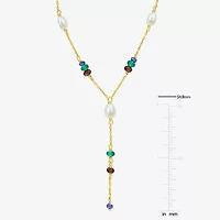 Womens White 18K Gold Over Silver 17 Inch Y Necklace