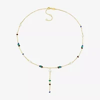 Womens White 18K Gold Over Silver 17 Inch Y Necklace