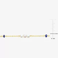 Womens White 18K Gold Over Silver 17 Inch Beaded Necklace