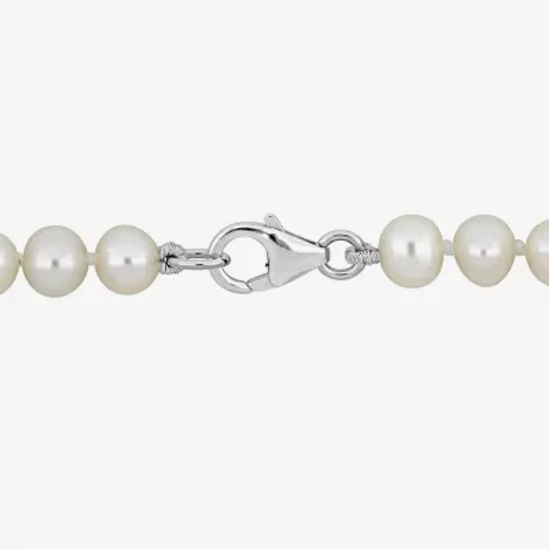 Womens White Sterling Silver 18 Inch Strand Necklace