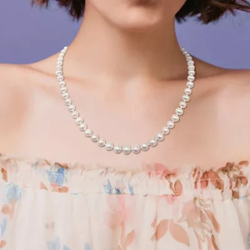 Womens White Sterling Silver 18 Inch Strand Necklace