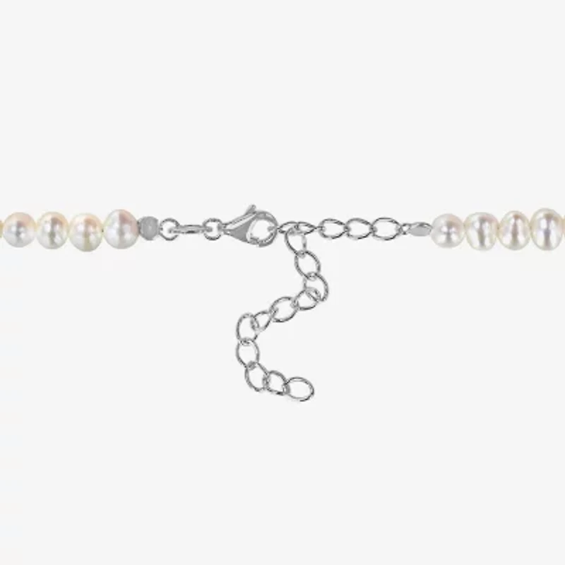 Womens White Sterling Silver 17 Inch Strand Necklace