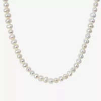 Womens White Sterling Silver 17 Inch Strand Necklace