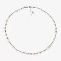 Womens White Sterling Silver 17 Inch Strand Necklace
