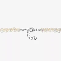 Womens White Cultured Freshwater Pearl Sterling Silver Strand Bracelet