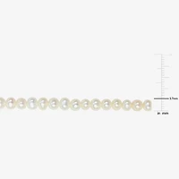 Womens White Cultured Freshwater Pearl Sterling Silver Strand Bracelet