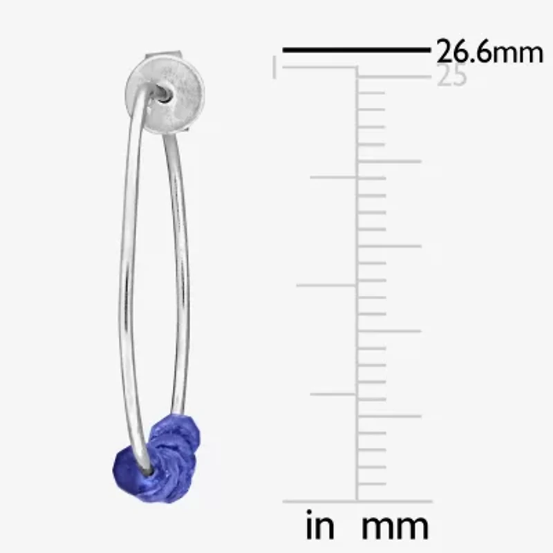 Womens Genuine Blue Sapphire Sterling Silver 26mm Hoop Earrings