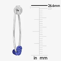 Womens Genuine Blue Sapphire Sterling Silver 26mm Hoop Earrings