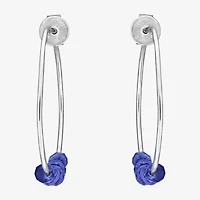 Womens Genuine Blue Sapphire Sterling Silver 26mm Hoop Earrings