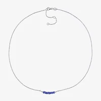 Womens Blue Sapphire Sterling Silver 16 1/2 Inch Beaded Necklace