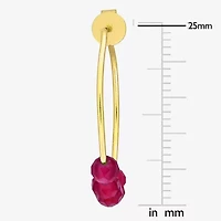 Womens Lab Created Red Ruby 18K Gold Over Silver 26mm Hoop Earrings