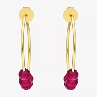 Womens Lab Created Red Ruby 18K Gold Over Silver 26mm Hoop Earrings