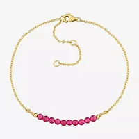 Womens Lab Created Red Ruby 18K Gold Over Silver Beaded Bracelet