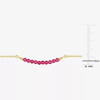 Womens Lab Created Red Ruby 18K Gold Over Silver Beaded Bracelet