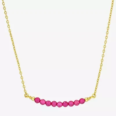 Womens Lab Created Red Ruby 18K Gold Over Silver 16 1/2 Inch Pendant Necklace