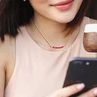 Womens Lab Created Red Ruby 18K Gold Over Silver 16 1/2 Inch Pendant Necklace