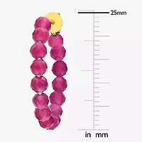 Womens Lab Created Red Ruby 18K Gold Over Silver 26mm Hoop Earrings