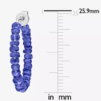 Womens Genuine Blue Sapphire Sterling Silver 26mm Hoop Earrings