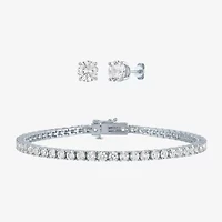 Womens Lab Created White Sapphire Sterling Silver Jewelry Set