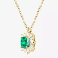 Womens Lab Created Green Emerald 14K Gold Over Silver Sterling Silver 18 Inch Pendant Necklace