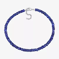 Womens Genuine Blue Sapphire Sterling Silver Beaded Bracelet
