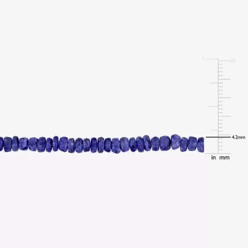 Womens Genuine Blue Sapphire Sterling Silver Beaded Bracelet