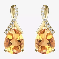Womens Gemstone 14K Gold Over Silver 14mm Pear Stud Earrings