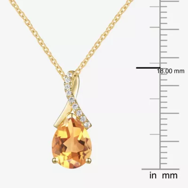 Womens Gemstone 14K Gold Over Silver Pear Pendant Necklace