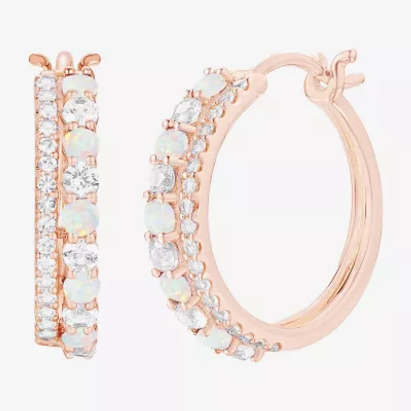 Womens Gemstone 14K Gold Over Silver 20mm Hoop Earrings