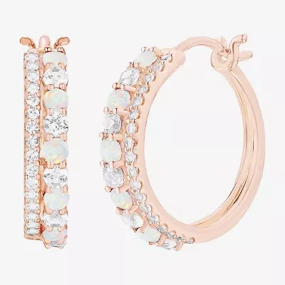 Womens Gemstone 14K Gold Over Silver 20mm Hoop Earrings