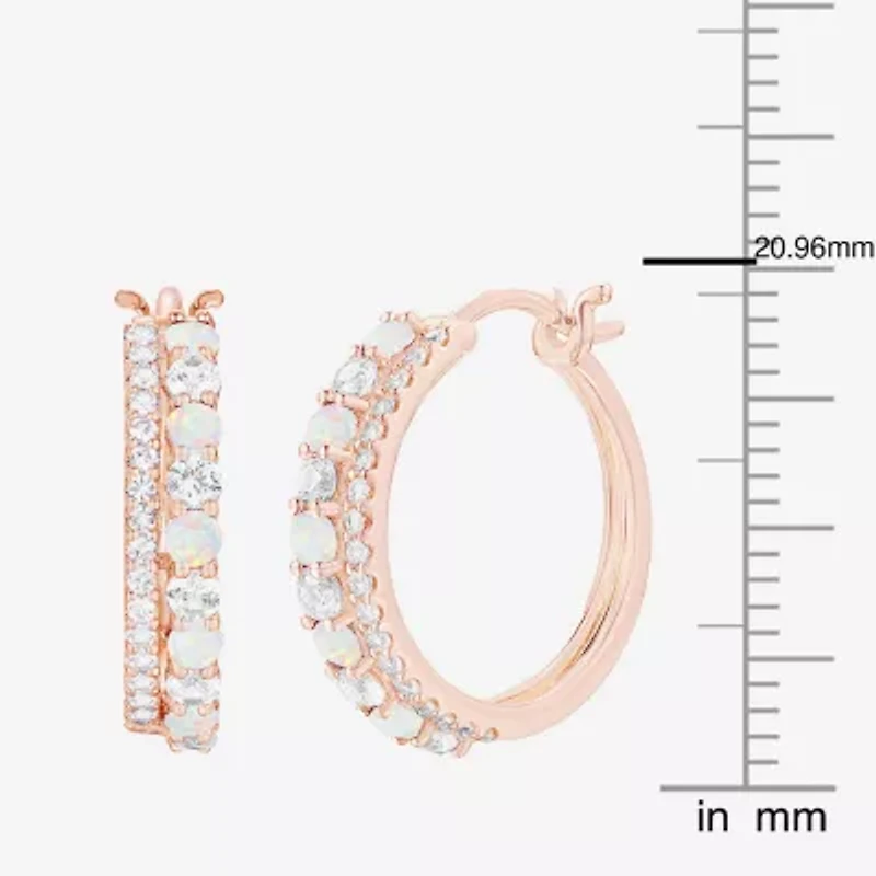 Womens Gemstone 14K Gold Over Silver 20mm Hoop Earrings