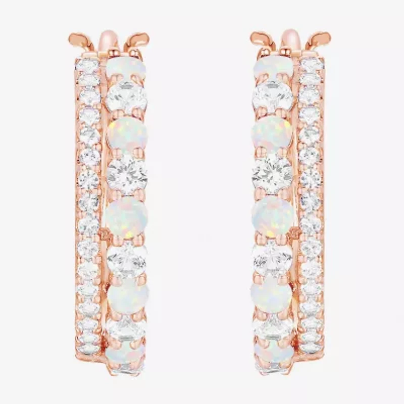 Womens Gemstone 14K Gold Over Silver 20mm Hoop Earrings