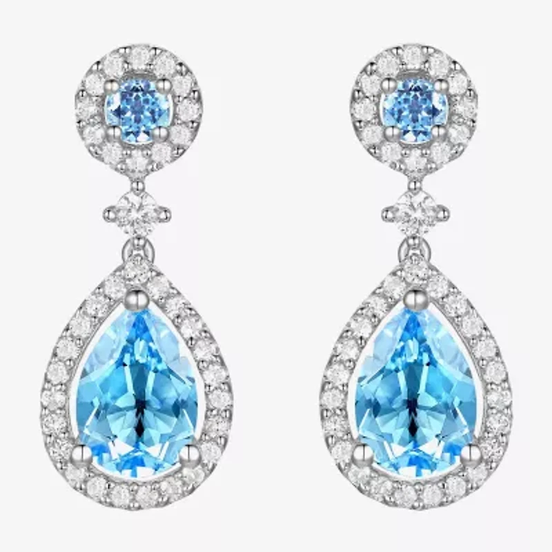 Womens Gemstone 14K Gold Over Silver Pear Drop Earrings