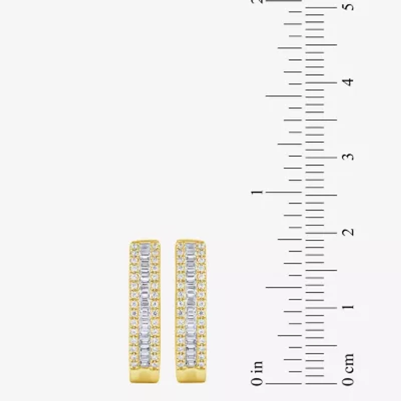 Womens 1/2 CT. T.W. Natural White Diamond 10K Gold 18.6mm Hoop Earrings