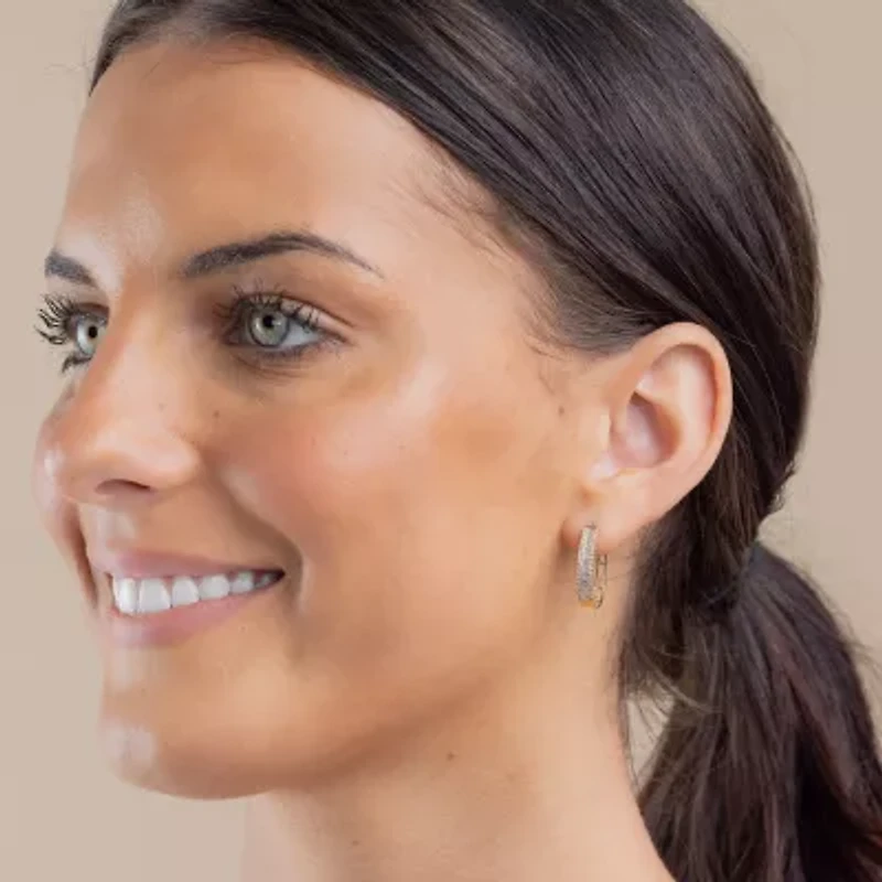 Womens 1/2 CT. T.W. Natural White Diamond 10K Gold 18.6mm Hoop Earrings