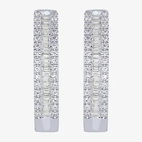 Womens 1/2 CT. T.W. Natural White Diamond 10K Gold 18.6mm Hoop Earrings