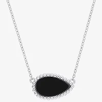 Womens Genuine Gemstone Sterling Silver Pear Pendant Necklace