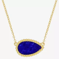 Womens Genuine Gemstone Sterling Silver Pear Pendant Necklace