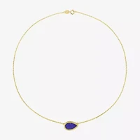 Womens Genuine Gemstone Sterling Silver Pear Pendant Necklace