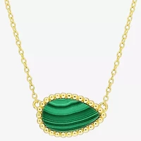 Womens Genuine Gemstone Sterling Silver Pear Pendant Necklace